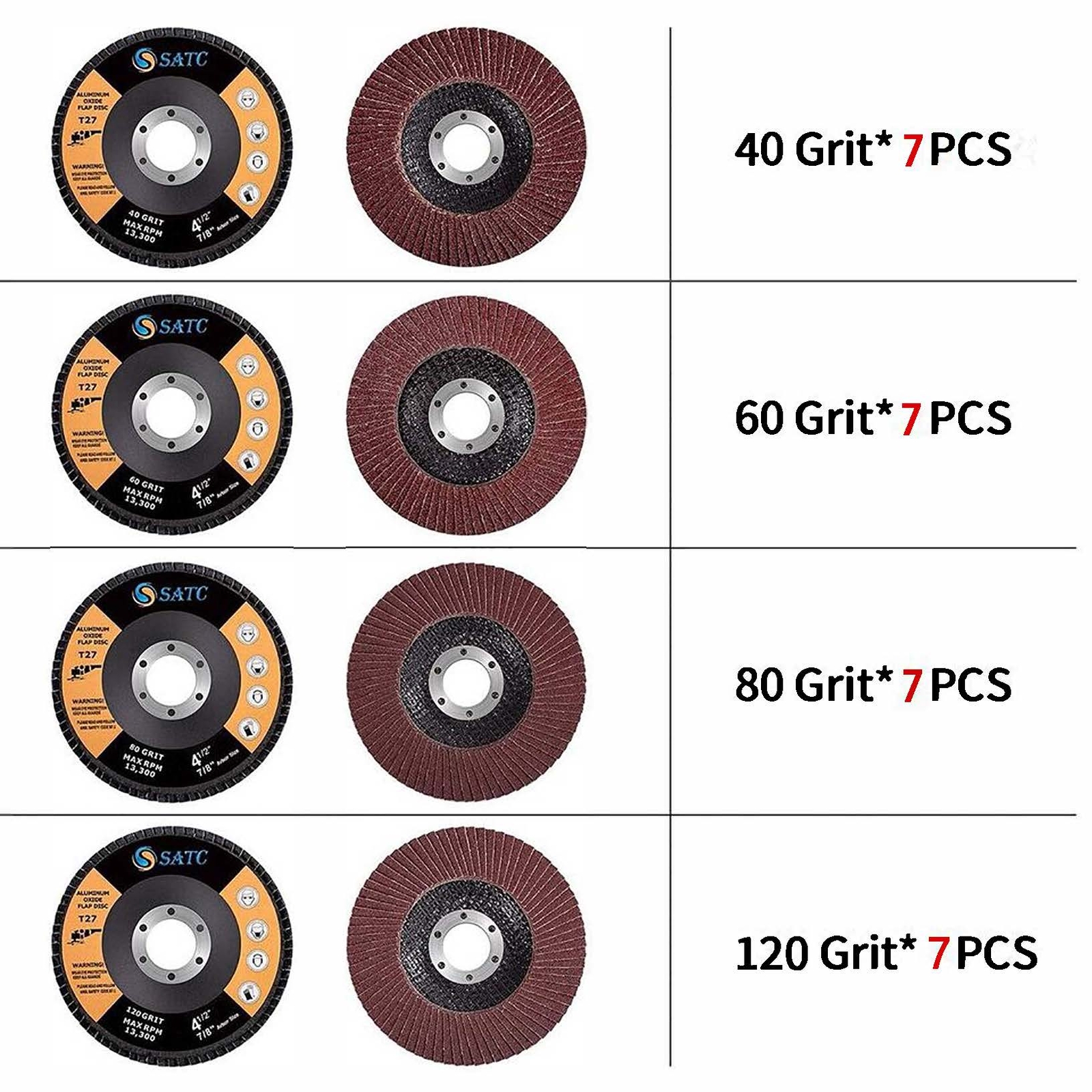 4.5in 28 PACK Aluminum Oxide Flap Discs 40 60 80 120Grit Grinding Wheel Sanding gallery