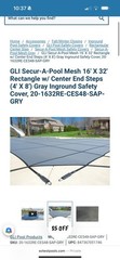 16’ X 32’ Rectangular w/ 4’ X 8’ CES Mesh Safety Cover 20-1632RE-CES48-SAP-GRY