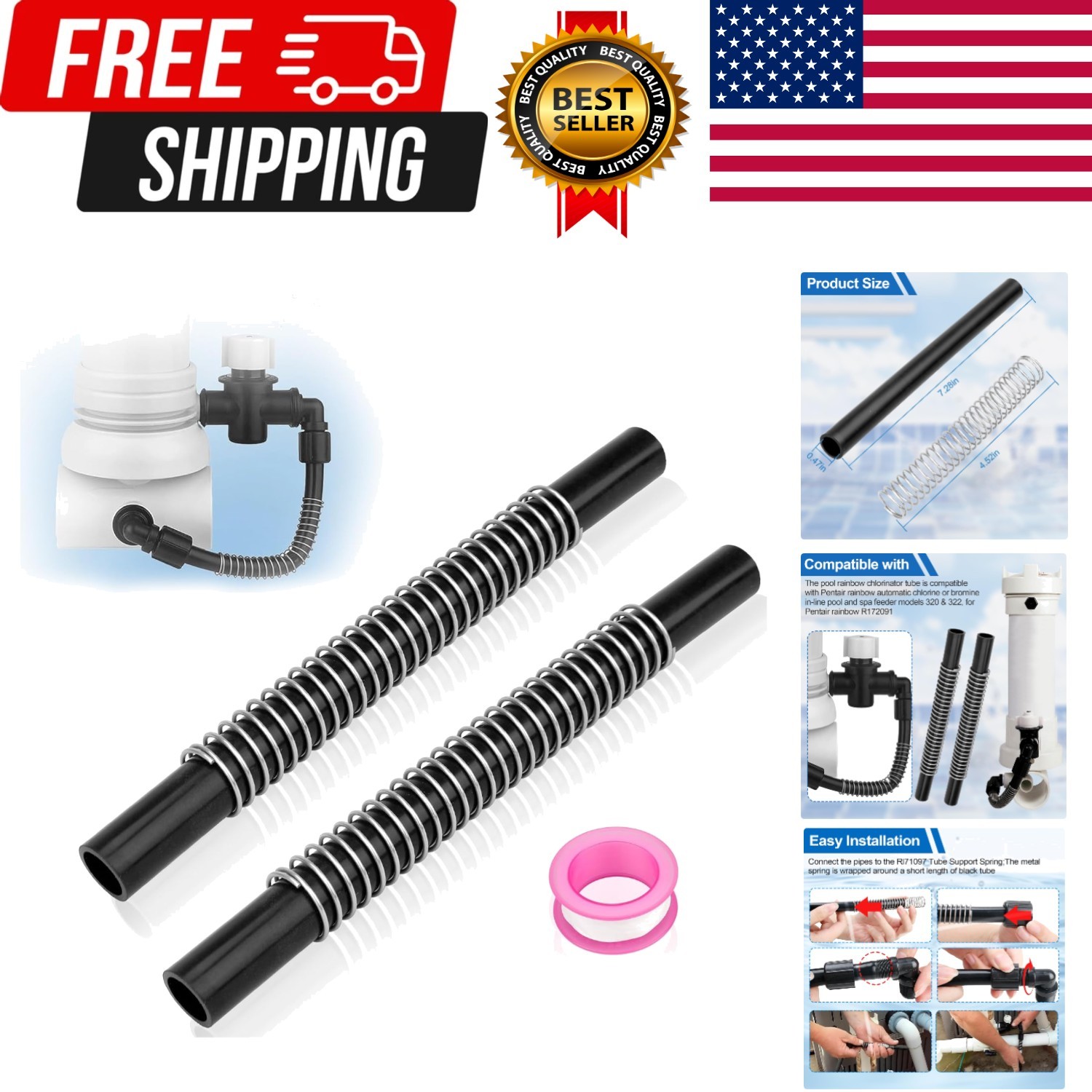 Pool Chlorinator PVC Flexible Tubes with Support Spring - for Rainbow 320, 32... gallery