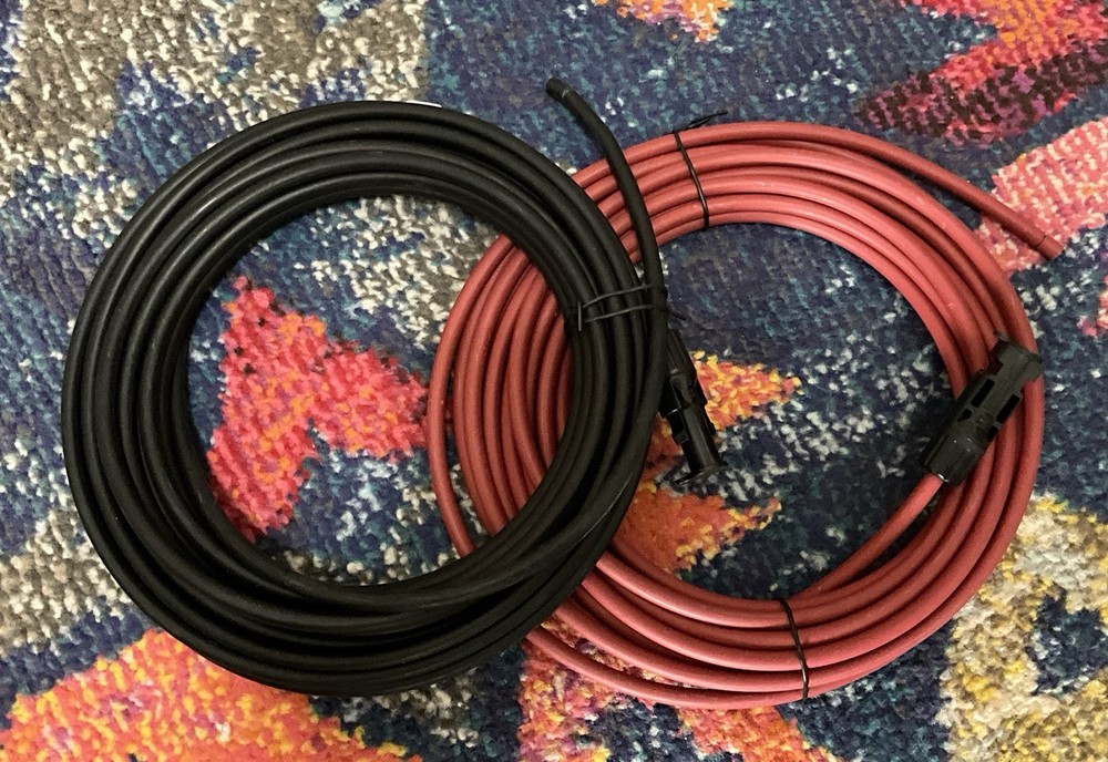Go Power Solar Panel PV Cables 25’ Black and Red 10 Gauge