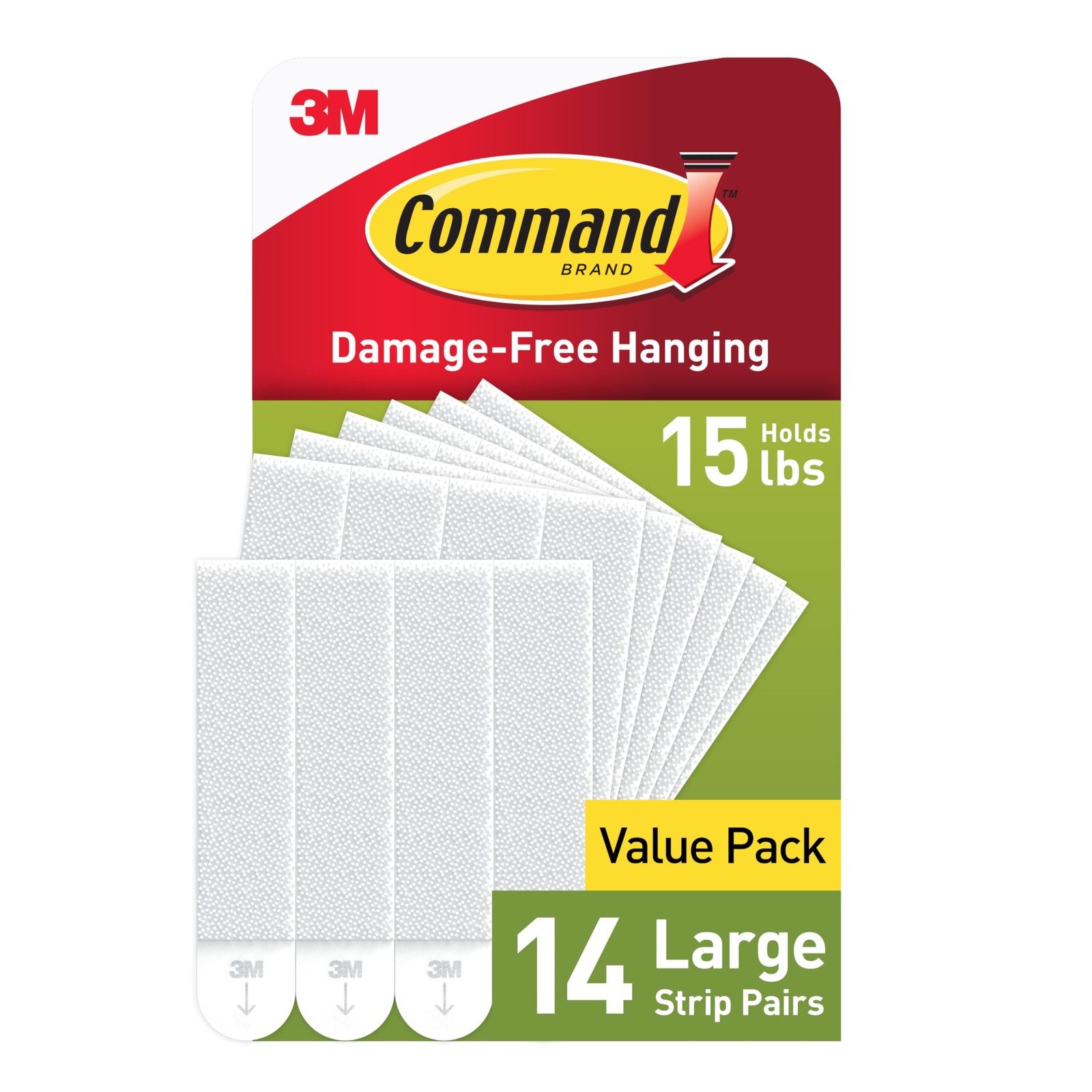 Command 15 lb Large Picture Hanging Strips 14 Pairs (28 Strips) White Adhesive gallery