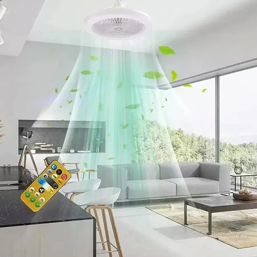 Fan For E27 Socket Light With Remote Ceiling Fan Adjustable Smart LED 3Speed AC gallery