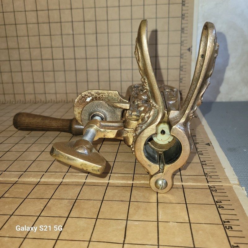 Vintners Solid Brass Reserve Bar Top Wine Opener with Cork Screw Table Mount gallery