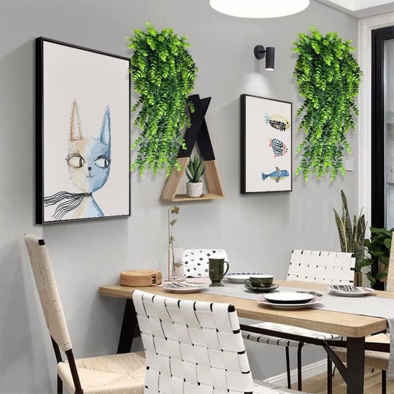 4 Pack Artificial Eucalyptus Leaf Rattan Fake Hanging Plant gallery