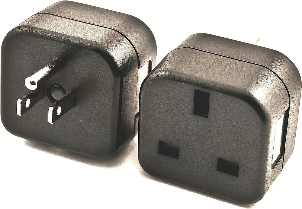 US Grounded Plug Adapter UK British Plug into 3-Pin USA Plug - Type G to Type B