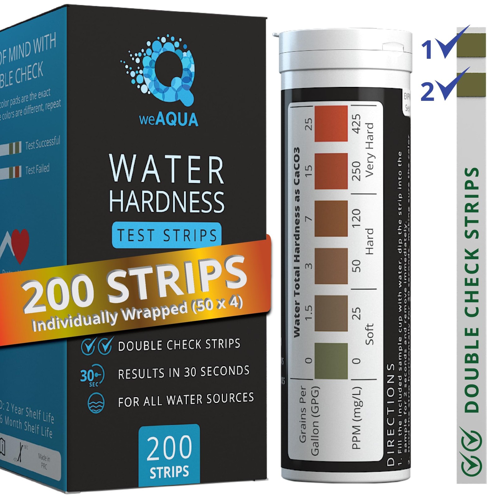 Water Hardness Test Strips 200 Count with Sample Cup 0-425 ppm gallery