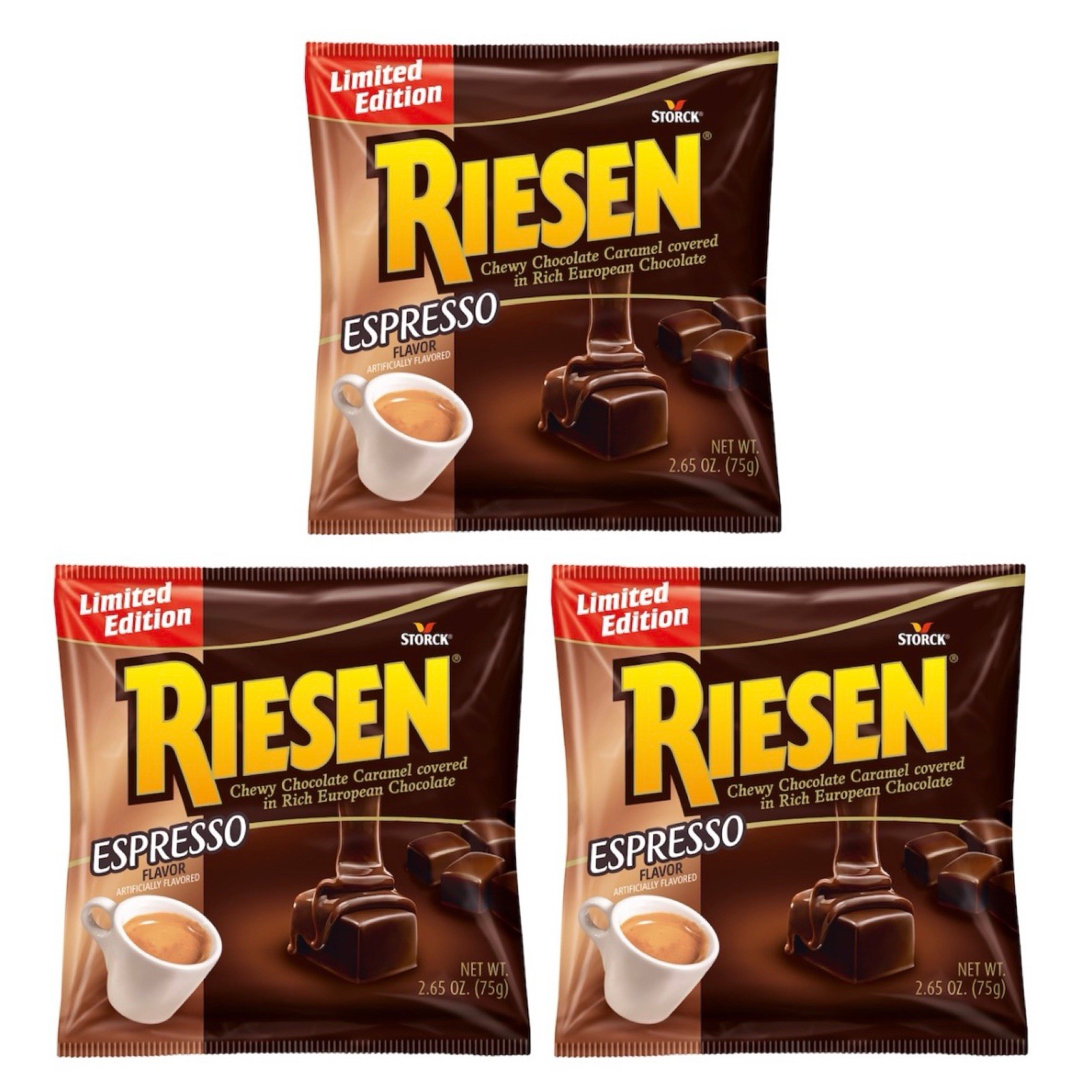 Storck Riesen Chewy Espresso Coffee Chocolate Caramels Limited Edition 2.6oz 3ct gallery