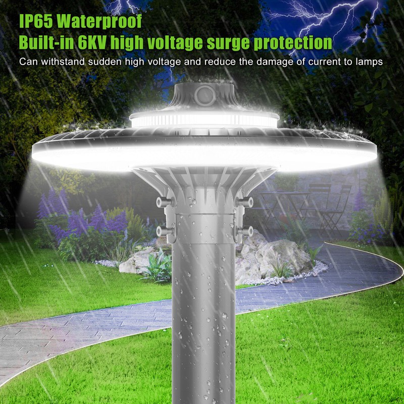 Led Post Top Light with Photocell 200W 28,000LM Outdoor Circular Area Pole Light gallery