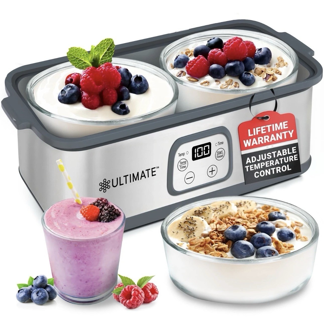 Probiotic Yogurt Maker with Adjustable Temperature & Time Control Make Trill... gallery