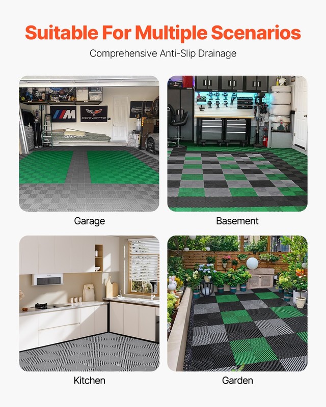 VEVOR Drainage Mat Modular Interlocking Cushion 12” x 12” Drainage Floor Mat gallery