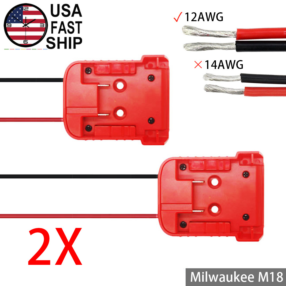 2X DIY Power Wheels Adapter Dock Compatible with Milwaukee M18 Battery 18V 12AWG gallery