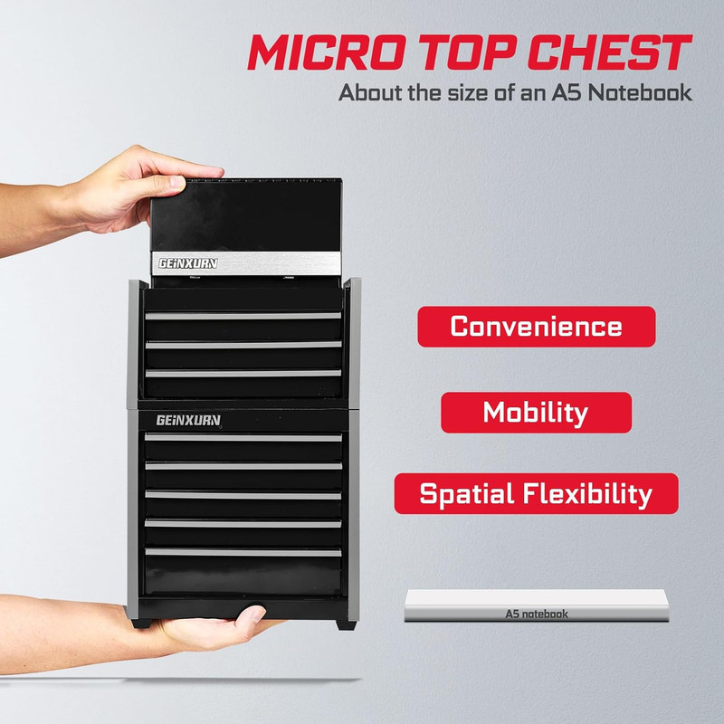 8-Drawer Rolling Black Tool Box, Heavy Duty Micro Roll Cab Steel Stackable Tool gallery