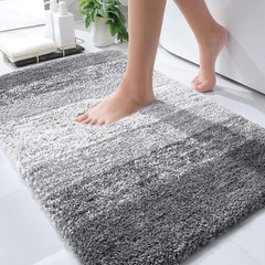 Bathroom Rug Mat 30×20 – Gradient Grey Microfiber Non-Slip Quick Dry Bath Mat