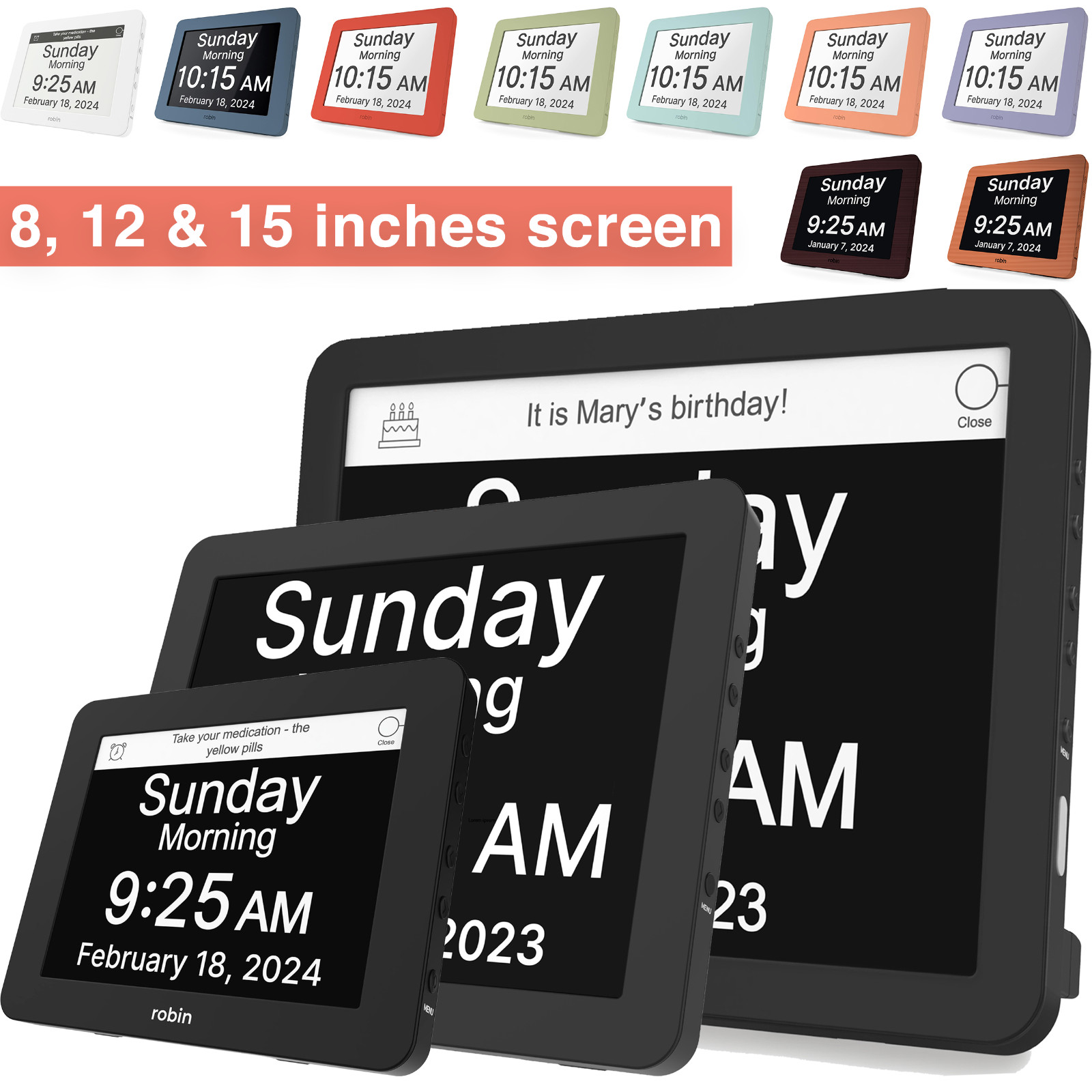 Robin 2024 Digital Calendar Day Clock Clock for Seniors with Dementia Alzheimers gallery