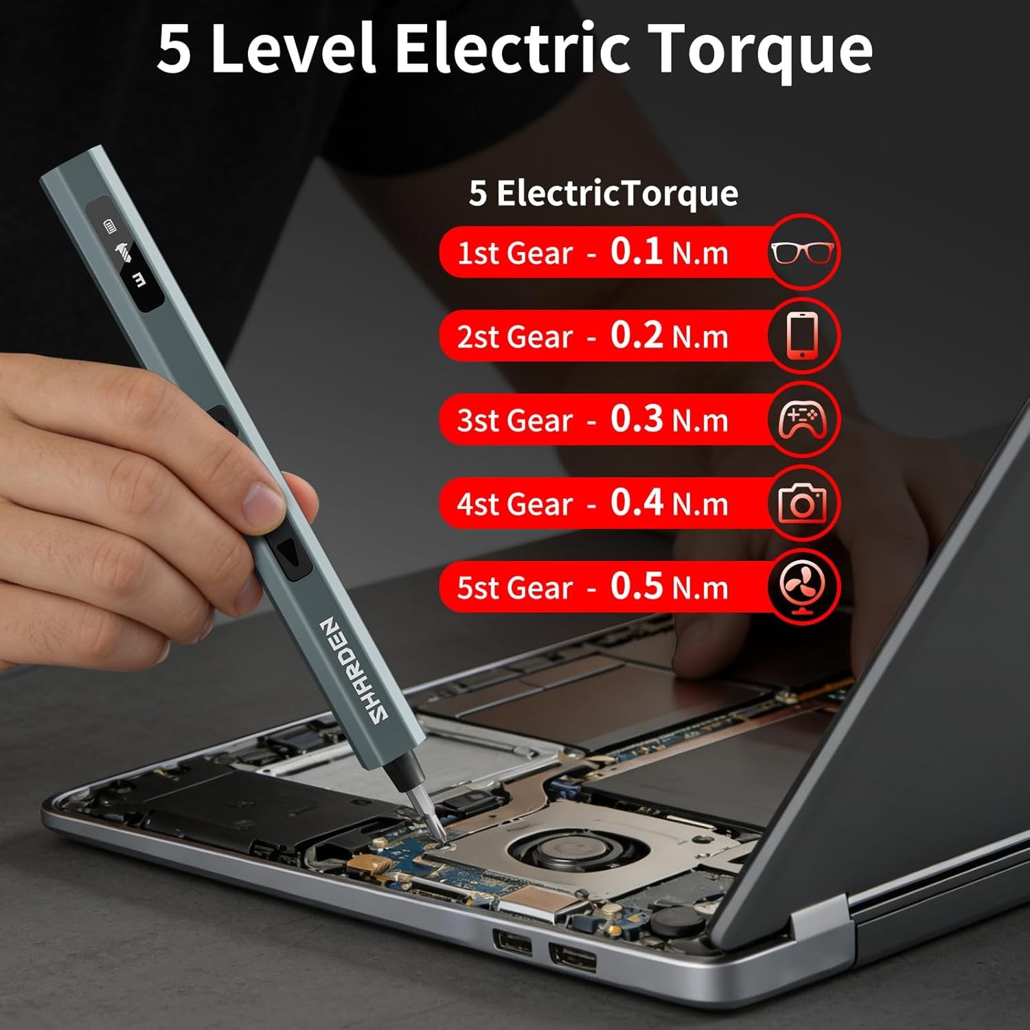 SHARDEN 29 In 1 Mini Electric Screwdriver 5 Gear Torque Screen gallery