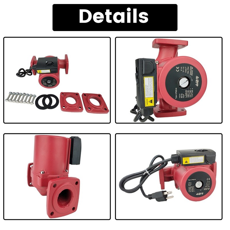 1/6HP 3 Speed Circulating Pump Use w/Outdoor Furnaces,Hot water heat,Solar,115V gallery