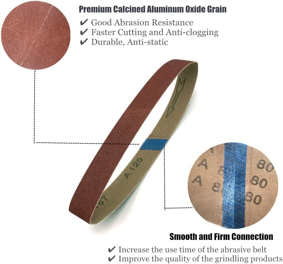 Sanding Belt Aluminum Oxide Mini Sander Paper Belts 40 Grit 24 Pack 3/8 x13 in gallery