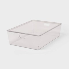 26L Stacking Clear Bin w/ Lid: Plastic, Stackable, Universal Storage