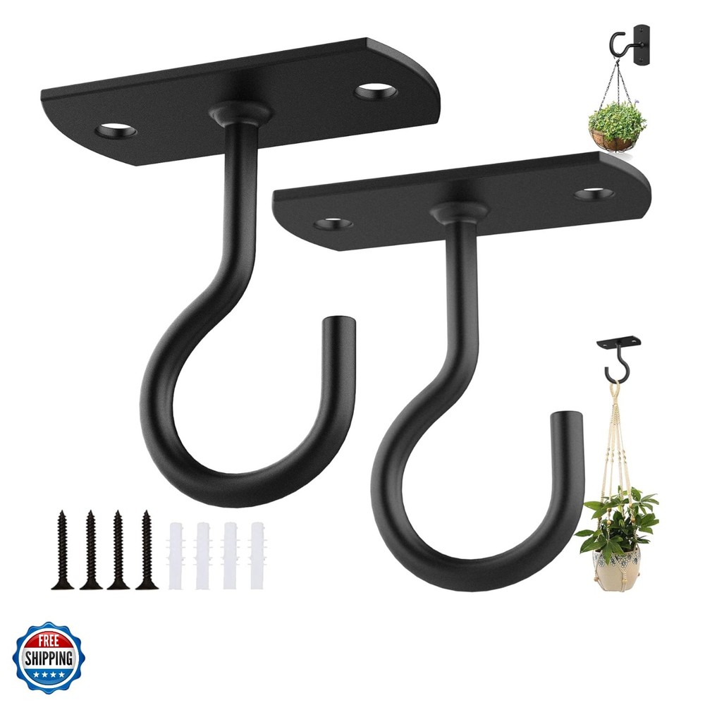 Ceiling Hooks for Hanging Plants 2Pack 2.5in,Wall Plant Hooks for Plants,Ligh...