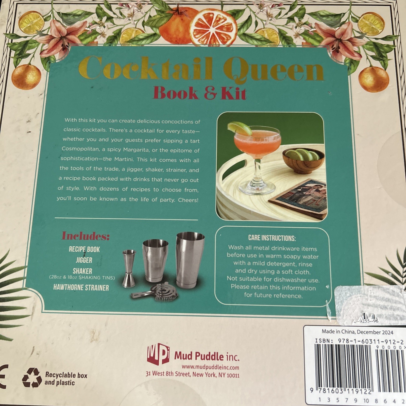 Cocktail Queen Book & Kit Mud Puddle Inc. Recipe Book Jigger Shaker Hawthorne gallery