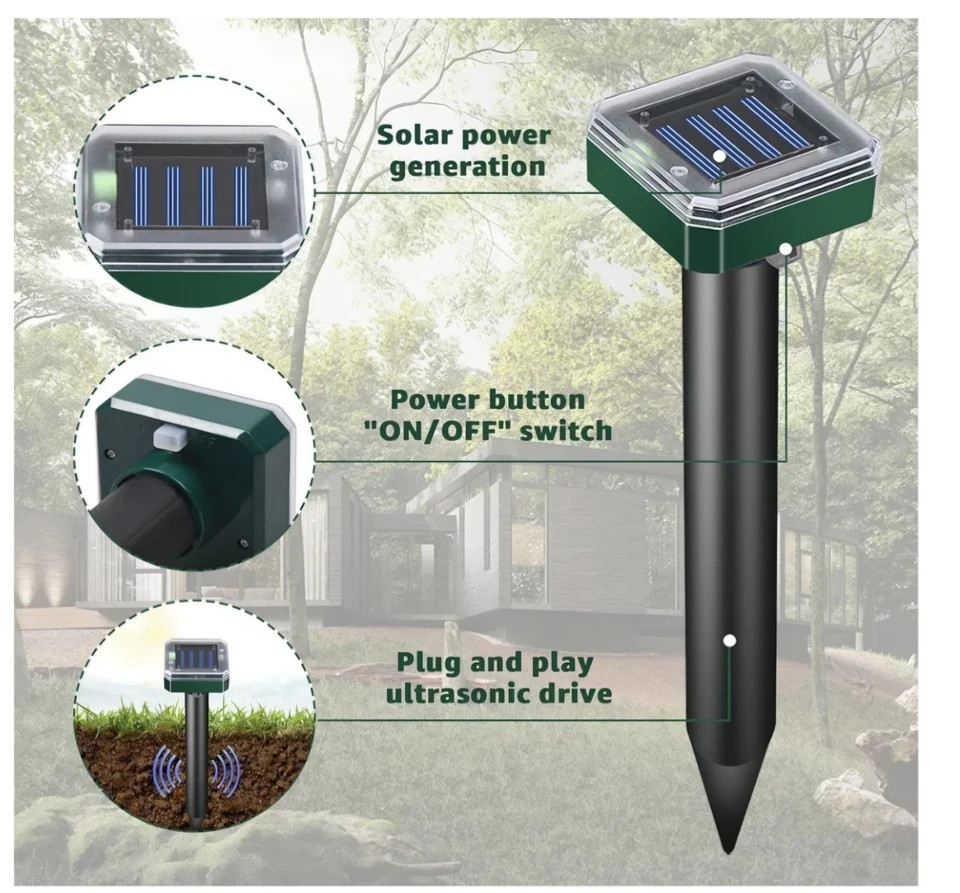 Mole Repellent 4 Pack Ultrasonic Solar Powered Animal Repellent for Outdoor Lawn gallery