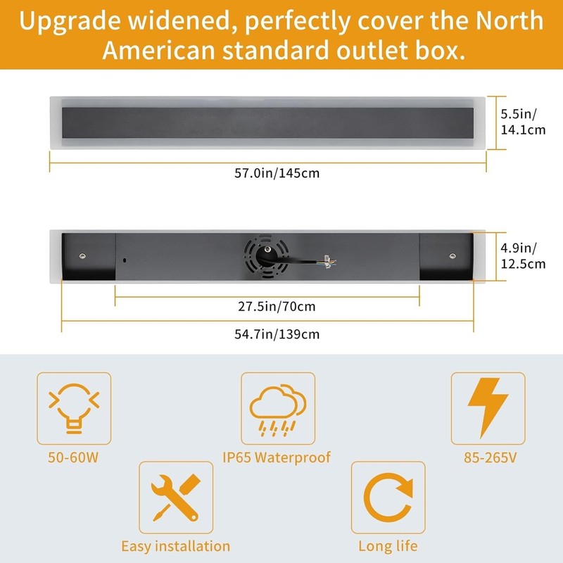Upgrade Widened 2 Pack Long Outdoor LED Wall Light, 57inch Modern Minimalist gallery