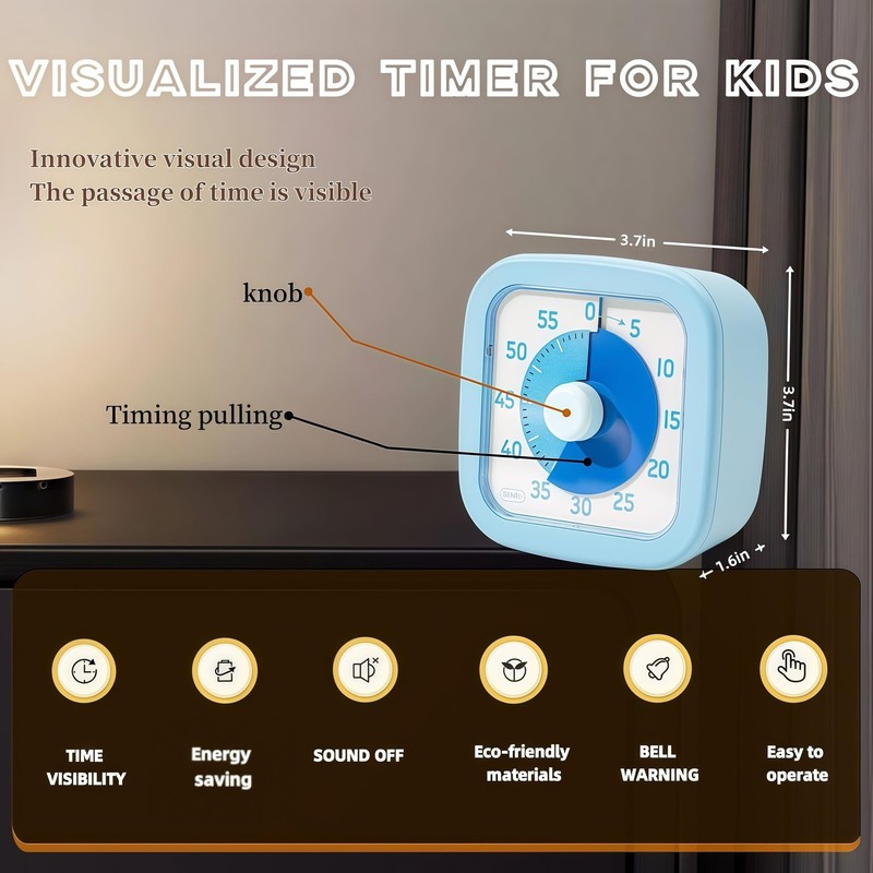 Visual Timer for Kids Home - 60 Minute Sky Blue gallery