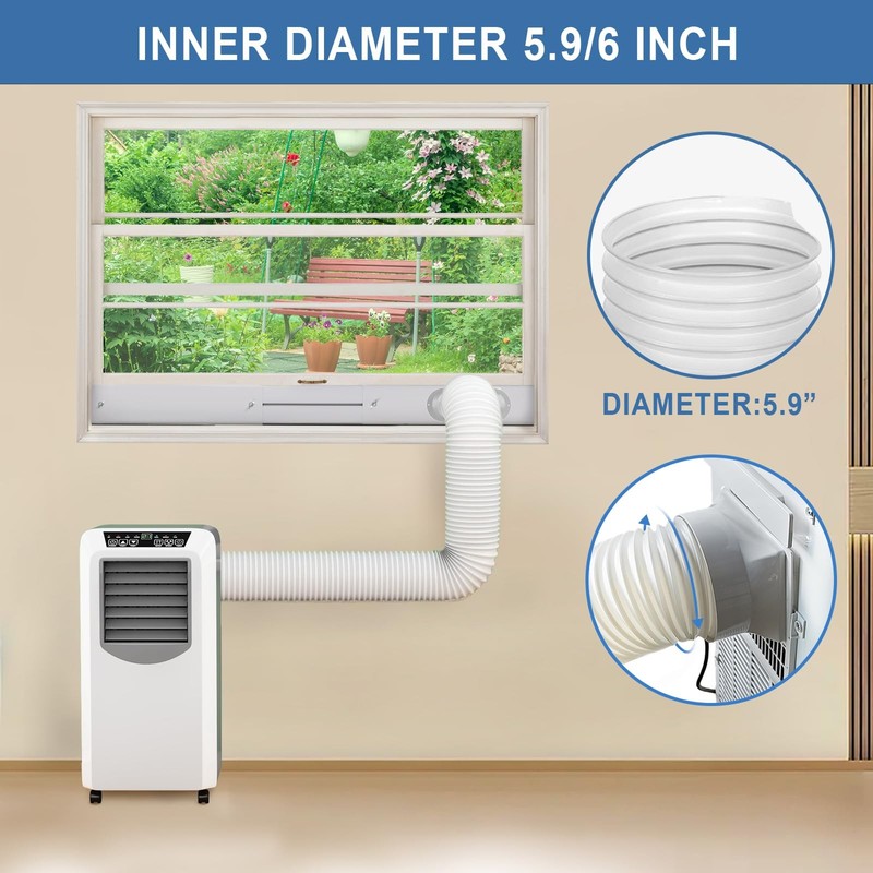Portable AC Window Vent Kit - Adjustable Sliding Plate 59 Exhaust Hose gallery