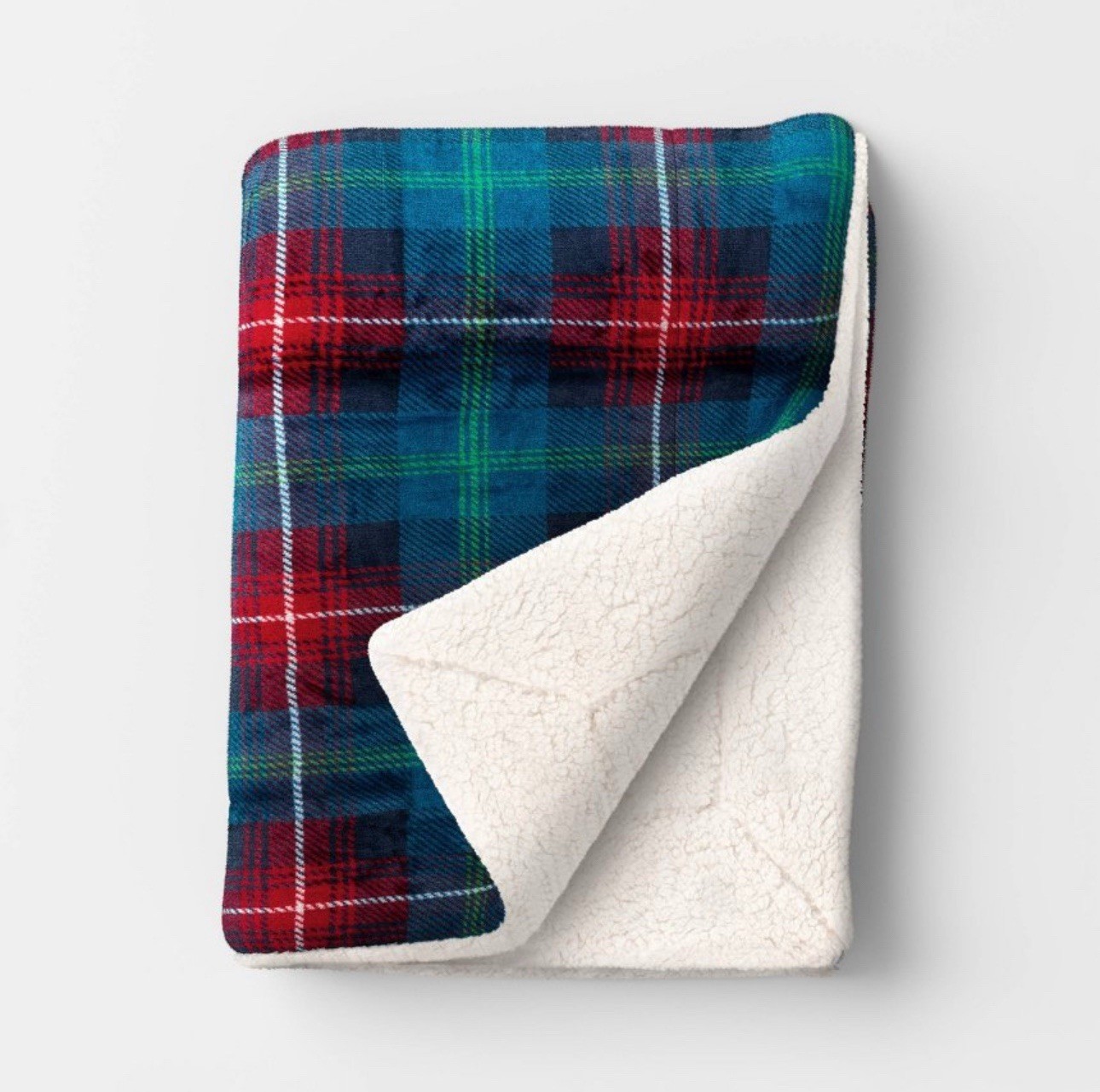 Plaid Plush Throw Blanket with Faux Shearling Reverse - Threshold™ 60”x 50” gallery