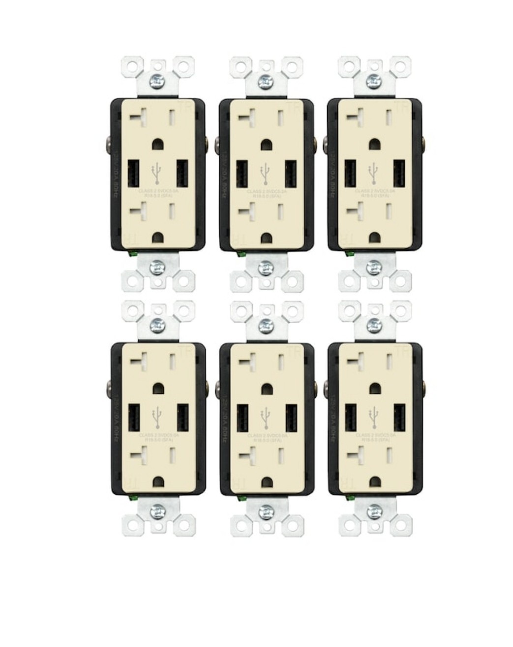 Utilitech 20Amp 125V Tamper Resistant USB Dual Outlet TypeA Light Almond 6-Pack gallery