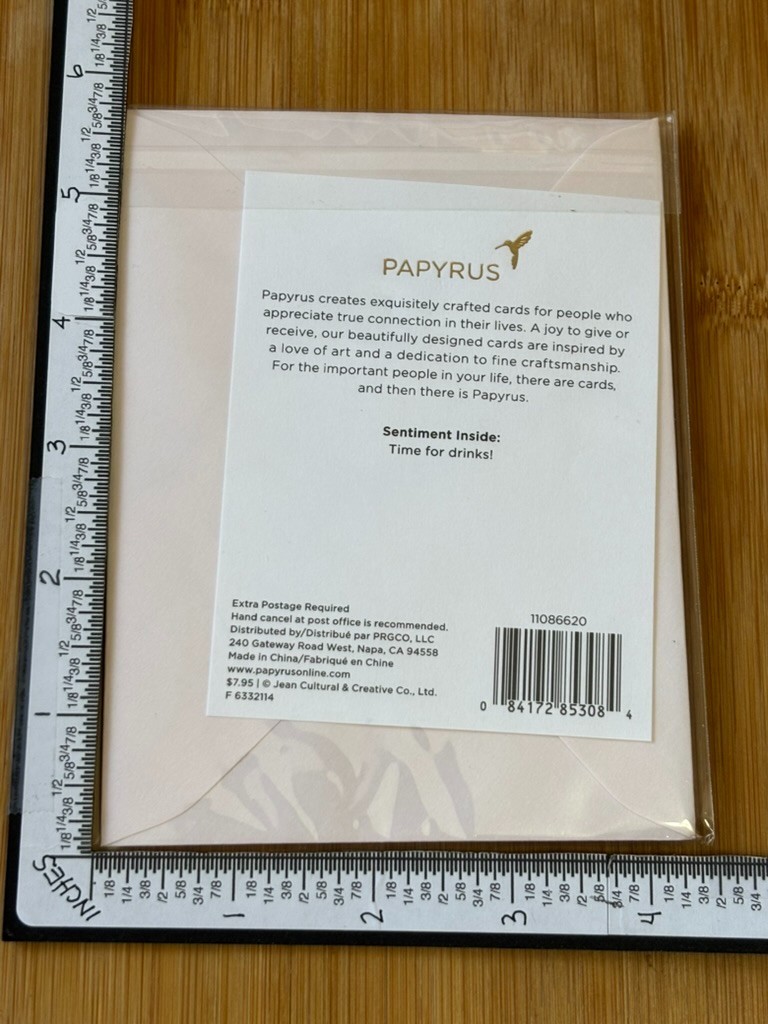 Papyrus Greeting Card Note Time for Drinks Any Occasion Bottle Glass Bubble Cork gallery