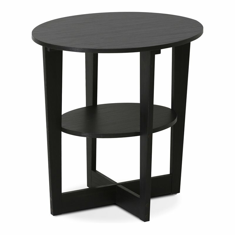 Furinno JAYA Contemporary Engineered Wood Oval End Table in Walnut gallery