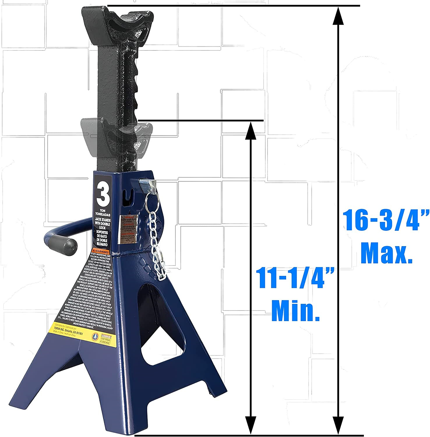 TCE 3 Ton 6,000 LBs Capacity Double Locking Steel Jack Stands, 2 Pack, Blue, gallery