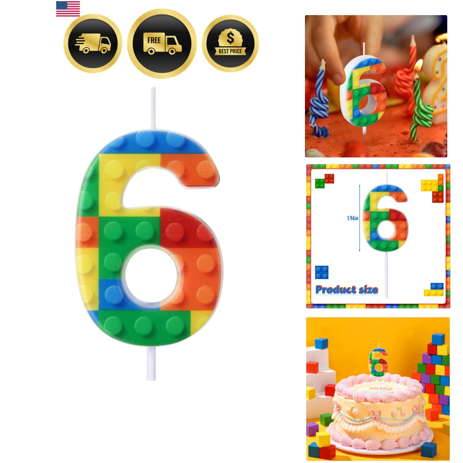 Building Block Number 0-9 Birthday Cake Candle Numeral Birthday Sparkler Cand... gallery
