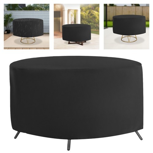 Round Patio Table Cover 190T Silver-Coated Waterproof 94 × 22.8 in Black gallery