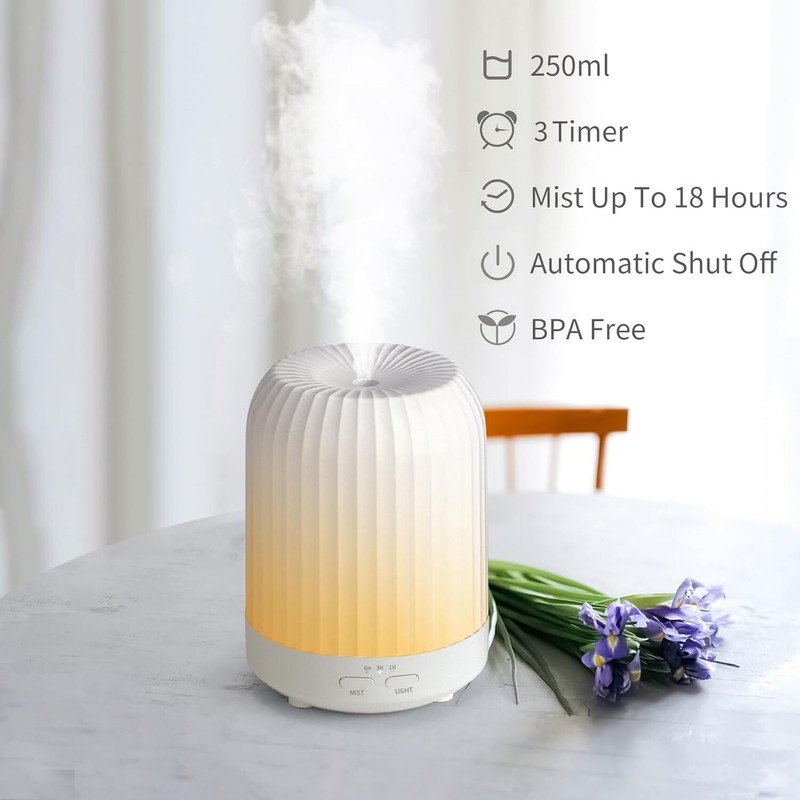 250ML Essential Oil Diffuser for Bedroom Quiet for Home w/ 7 LED Colors Timer US gallery