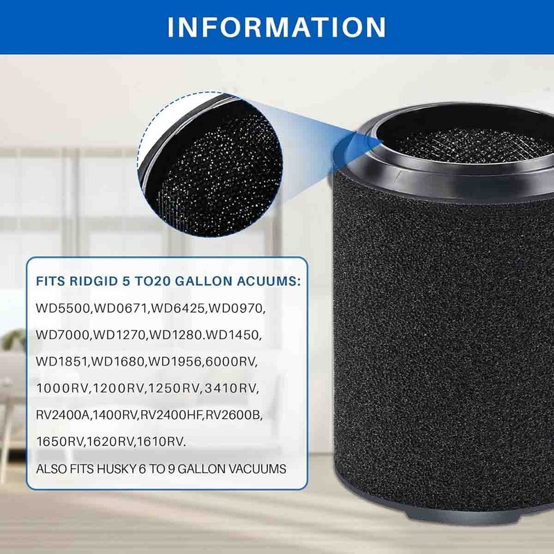 VF7000 Replacement Foam Wet Application Only Filter for Ridgid 5-20 Gal Vacuums gallery