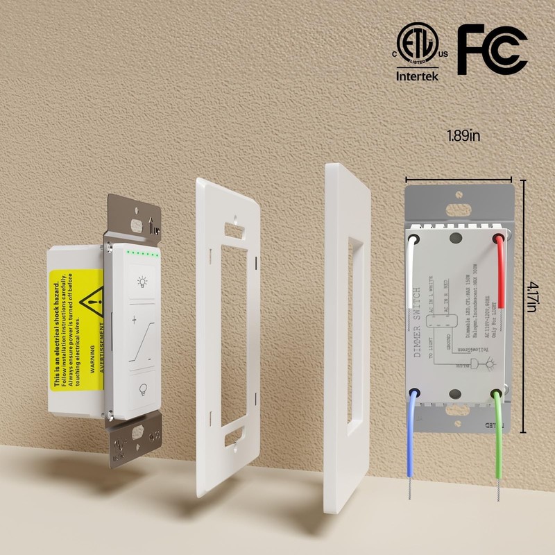 Smart Dimmer Light Switch, Single Pole, Alexa Compatible, No Hub Required, Wh... gallery
