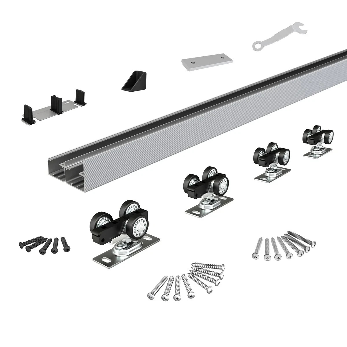 Sdstone 5FT Bypass Sliding Door Hardware Aluminum Closet Track Rail System Quiet gallery