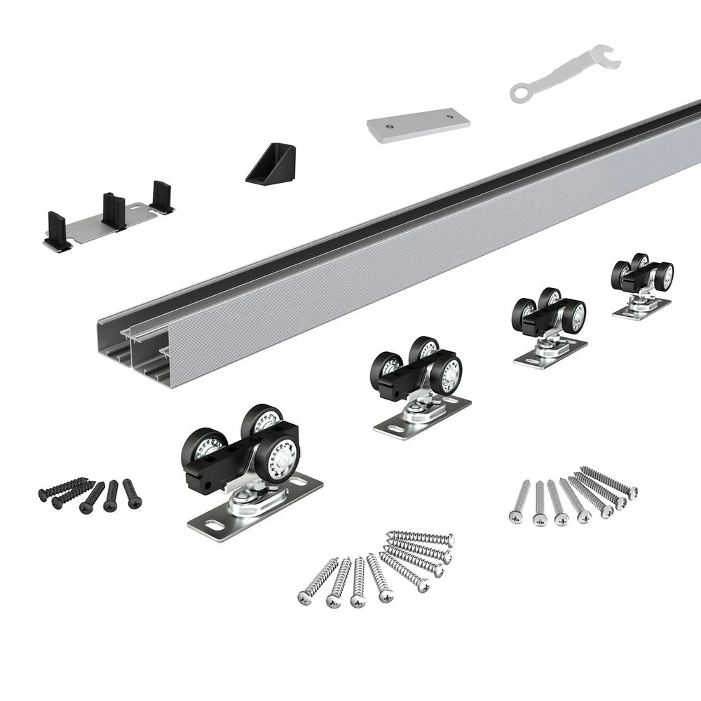 Sdstone 5FT Bypass Sliding Door Hardware Aluminum Closet Track Rail System Quiet