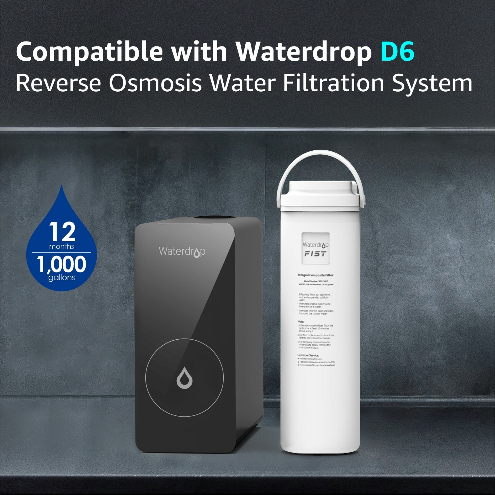 Waterdrop WD-D6RF Filter, Replacement for WD-D6-B Reverse Osmosis System gallery