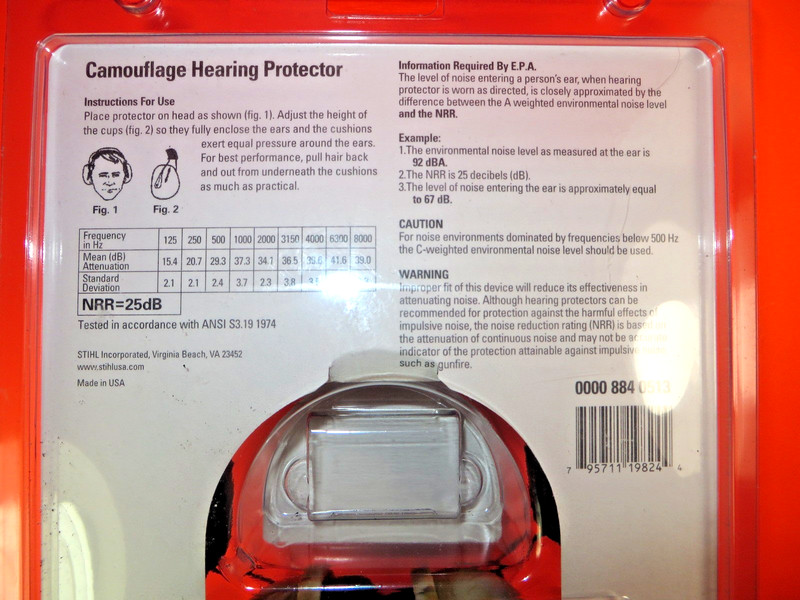 STIHL Camouflage Hearing Protector Ear Muffs 25db, 0000-884-0513 NEW gallery