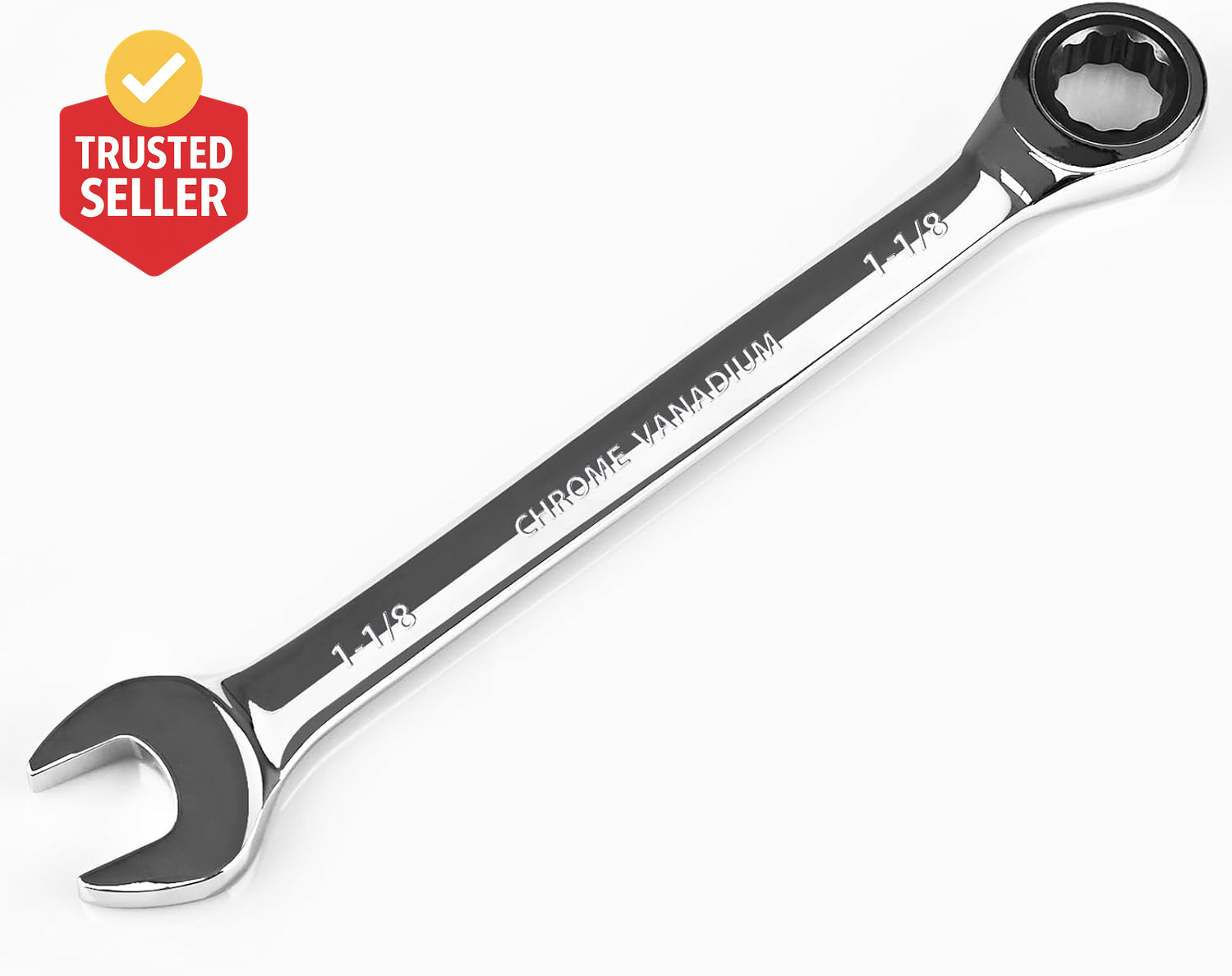1-1/8 Inch Ratcheting Combination Wrench SAE, Industrial Grade Gear Spanner with gallery
