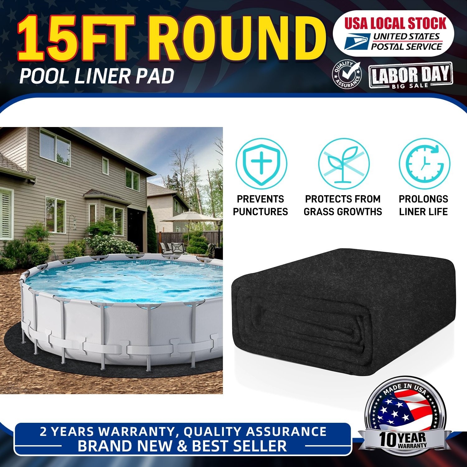 Round Swimming Pool Base Mat Waterproof Durable Ground Protection Pad 15ft gallery