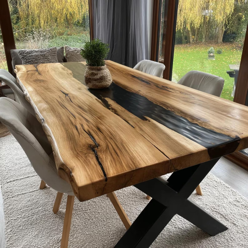 Custom Walnut Epoxy River Dining Table Top 60x30 | Live Edge Handmade gallery