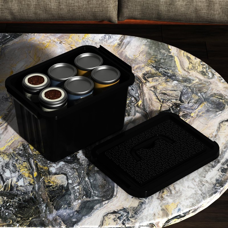 6 Quart Latching Bin with Handle, Black Plastic Storage Box Containers, 6 Packs gallery