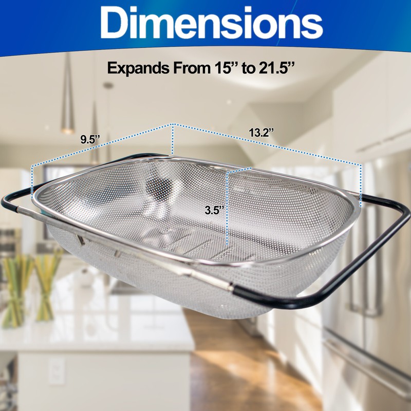 Stainless Steel Colander Expandable Strainer Fine Mesh Basket - 6 Quarts Kitchen gallery