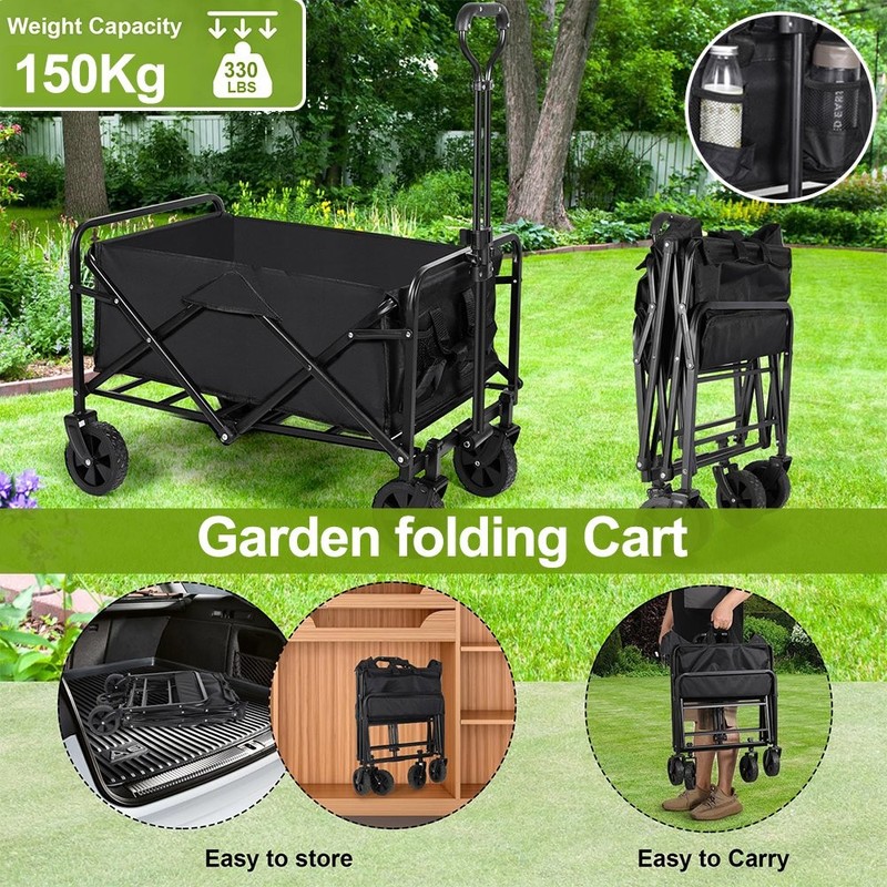 Wagon Cart Trolley Folding Multi Purpose Festival Garden Big Wheels Load 330lbs gallery