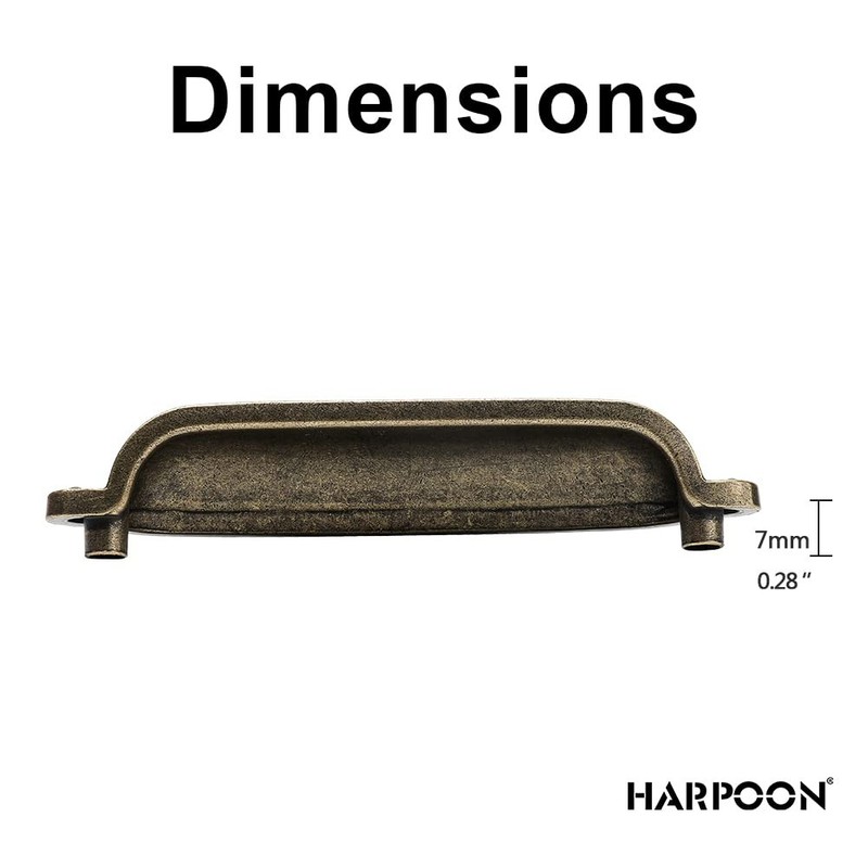 HARPOON Cup Handle Pulls Kitchen Drawer Cabinet 3 Inch, Antique Brass gallery