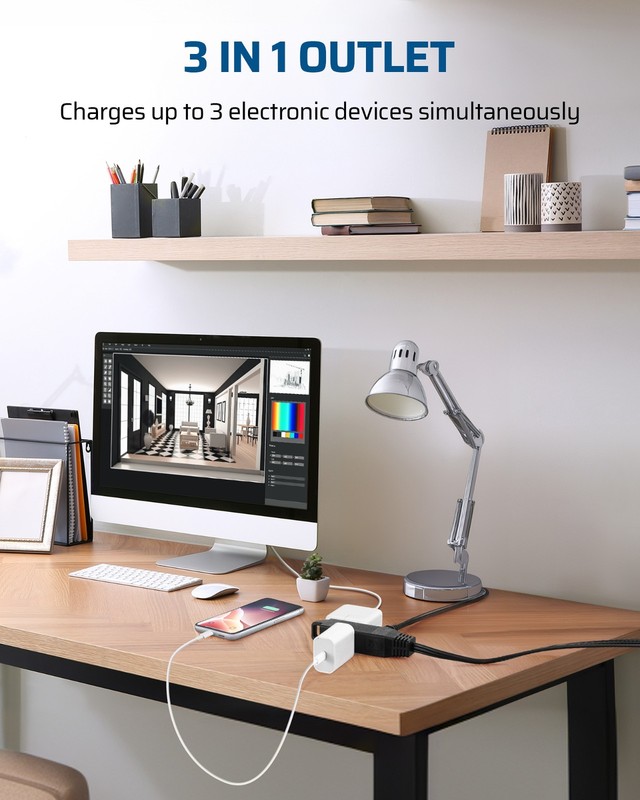 DEWENWILS Flat Plug Extension Cord 6FT, Ultra Thin Power Strip, 3 Outlet, 2 Pack gallery
